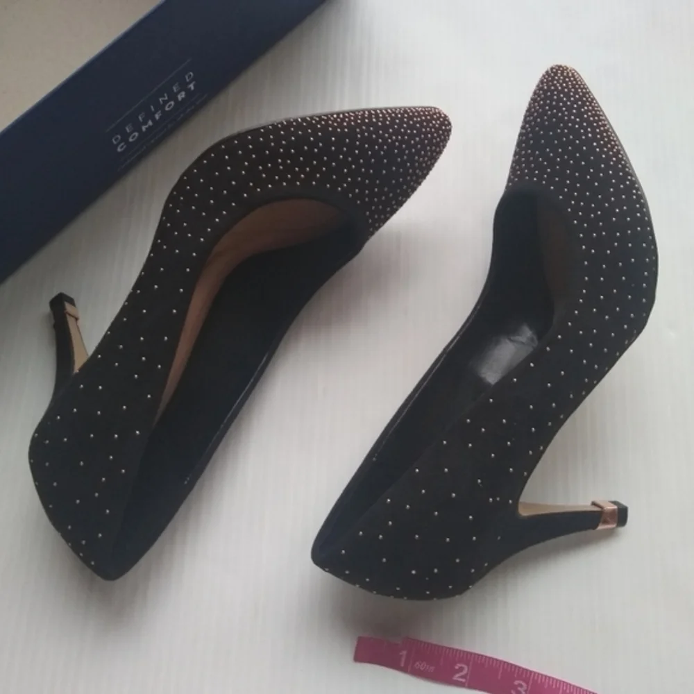 APT 9 Hourhand black gold studded embellished pumps